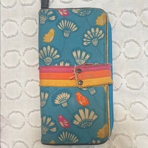 Colorful Bird and Floral Parcel Travel Wallet